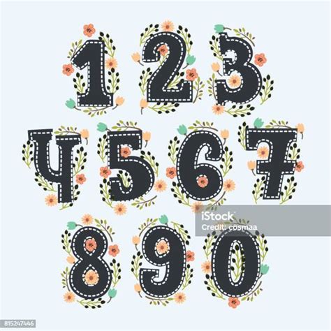 Numbers Made Of Flowers Zero One Two Three Four Five Six Seven Eight