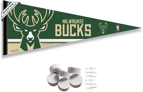 Milwaukee Bucks Pennant Flag And Wall Tack Pads Mounts