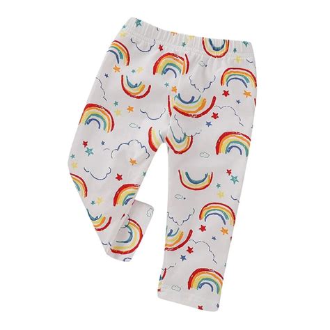 Puseky Baby Boys Girls Cotton Rainbow Cloud Star Pattern Long Pants