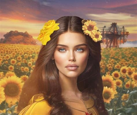 Premium Photo A Woman With Yellow Flowers In Her Hair