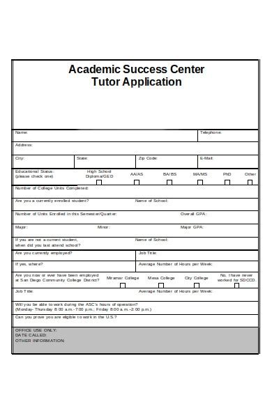 tutor application forms   ms word