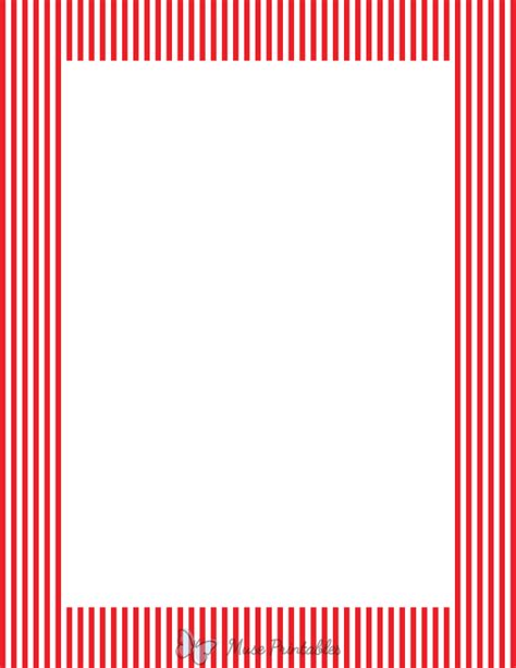 Printable Red And White Mini Vertical Striped Page Border