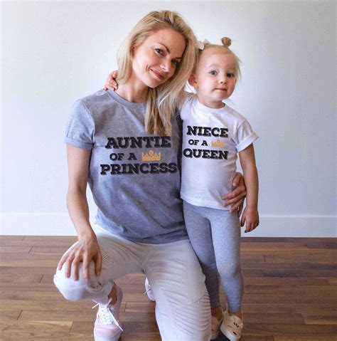 Auntie Of A Princess Niece Of A Queen Matching Aunt Niece Shirts