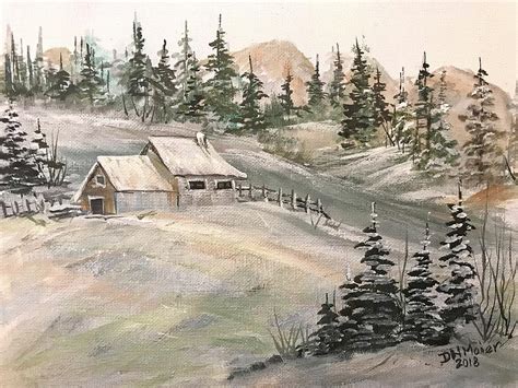 Snow At The Cabin Painting By Dorothy Maier Fine Art America