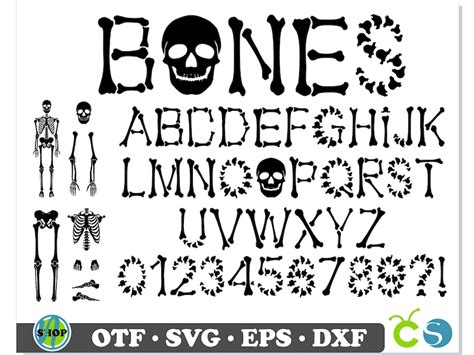 Bones Font Otf Bones Font Svg Skeleton Parts Svg Skeleton Etsy Canada