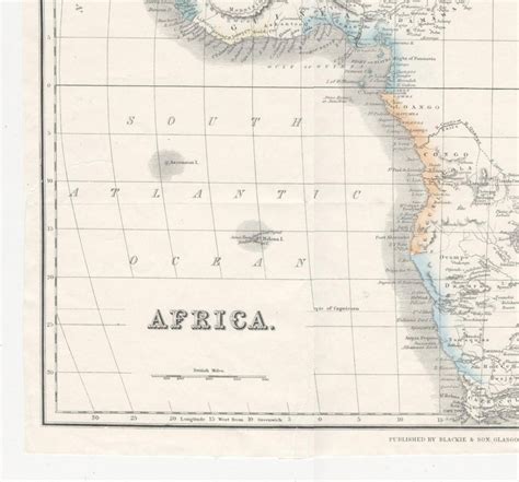 Map Of Africa Antique 1860 Map Showing Mozambique Countries Etsy