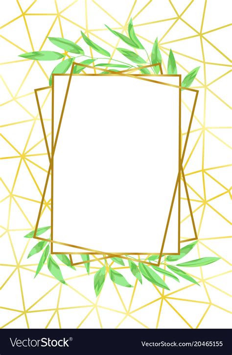 Gold Geometric Frame And Greenery Royalty Free Vector Image