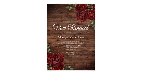 Romantic Rustic Red Rose Vow Renewal Invite