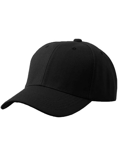 Men's Plain Baseball Cap Adjustable Curved Visor Hat - Black - Walmart.com