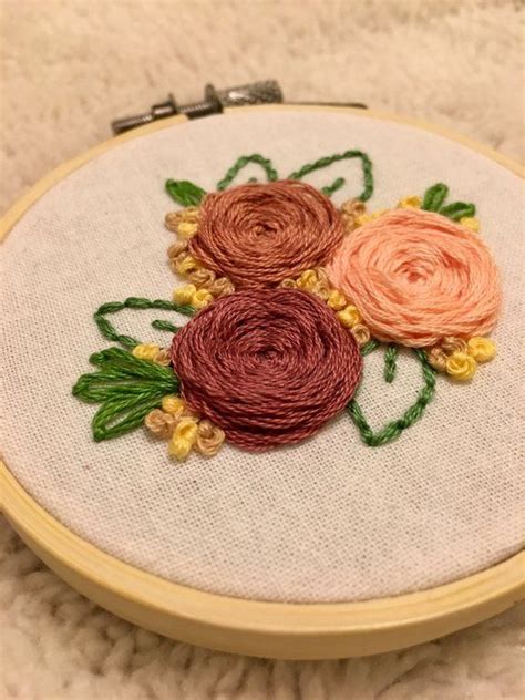 Hand Embroidered Roses Etsy