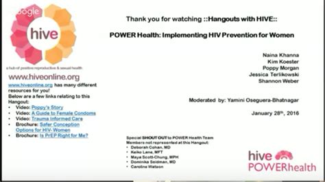 Hangouts With Hive Power Health Implementing Hiv Prevention For