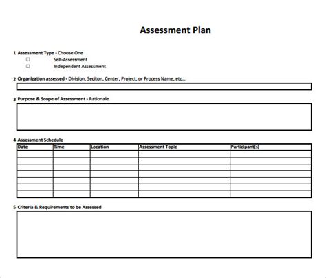 Free 9 Sample Assessment Plan Templates In Pdf