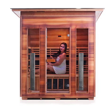 Four Person Outdoor Infrared Sauna Rustic Series Enlighten Saunas