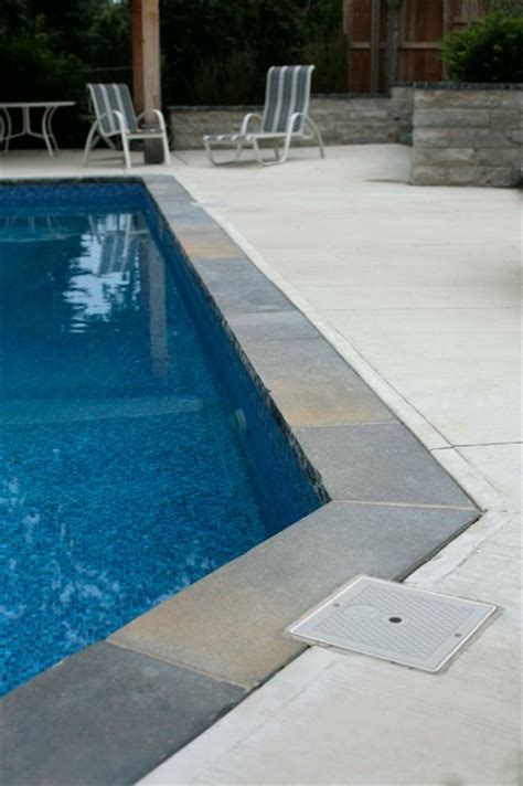 Natural Stone Pool Coping With Concrete Traditional