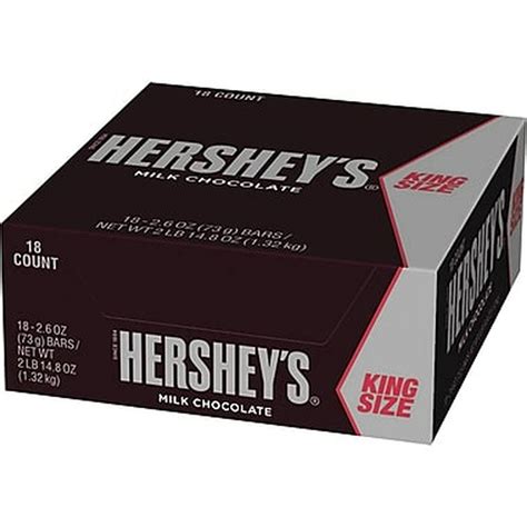 Hersheys Milk Chocolate Candy Bar King Size 26 Ounce 18 Count Mad