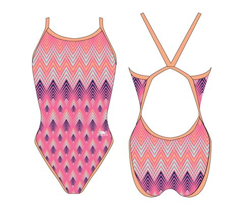 Women Swim Suit Revolution Thin Straps Plumageo Pink Turbo Swim Asia