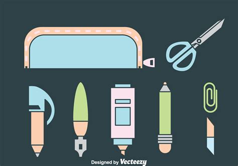 Stationary Icons Vector 119385 Vector Art At Vecteezy