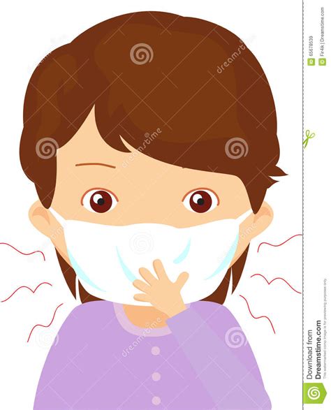Sick Girl With Flu Mask Stock Vector Illustration Of Cute