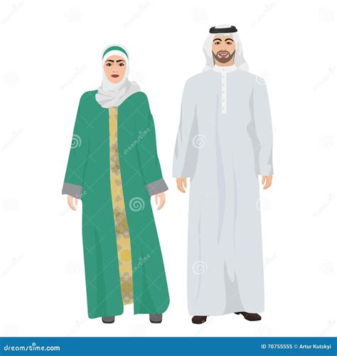 arabic man male and woman female together in traditional national clothes dress costume stock
