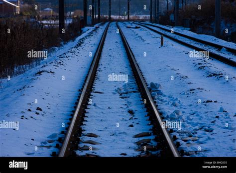 Snowy Railroad Tracks Hyogo Prefecture Japan Stock Photo Alamy