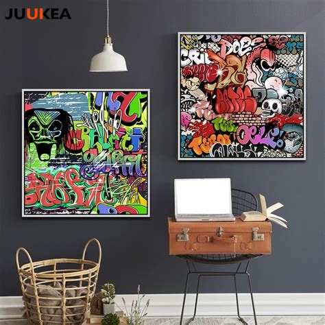 Modern Hipster Graffiti Poster Hippies Canvas Art Printing Painting