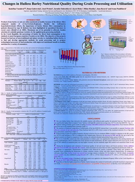 Barley is used for various medicinal purposes, apart from constituting a major ingredient in alcoholic beverages. (PDF) Changes in hulless barley nutritional quality during grain processing and utilisation