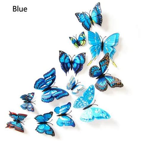 12pcs 3d Double Layer Butterfly Wall Sticker On The Wall For Home Decor