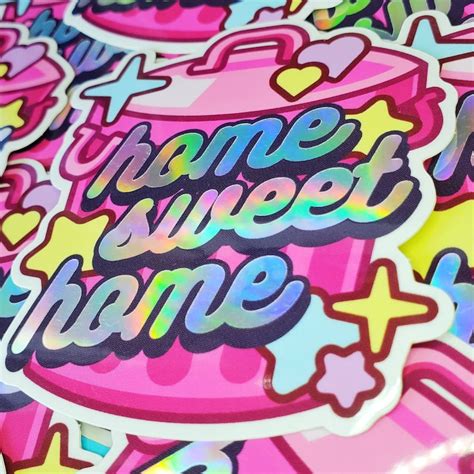 Holographic Home Sweet Home Weeb Trash Vinyl Sticker Weeaboo Etsy