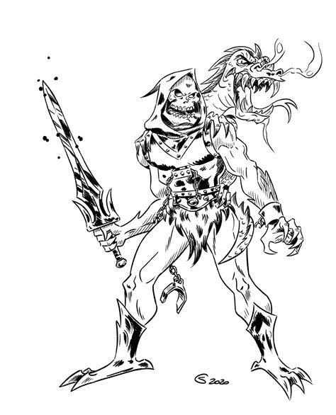 Skeletor Dragon Blaster Bandw Masters Of The Universe Skeletor