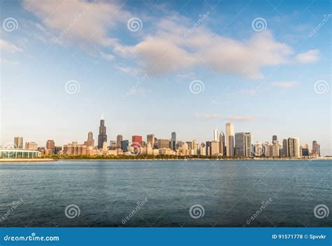 Clouds Over Morning Chicago Downtown Editorial Stock Photo Image Of