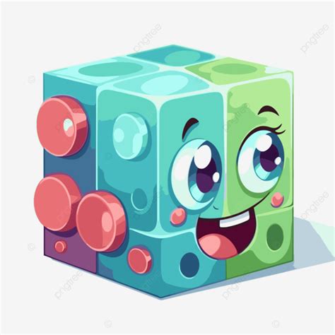 Unifix Cube Vector Sticker Clipart Cartoon Character Cube Sticker