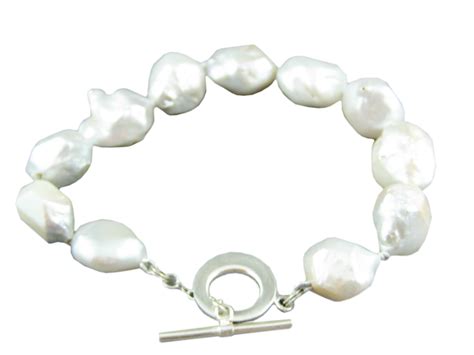 Freshwater Baroque Pearl Bracelet Set On A Sterling Silver Toggle Clasp Pearls Pearl