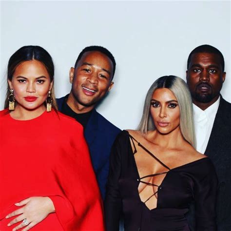 chrissy teigen john legend kanye west and kim kardashian give fans double date vibes at john s