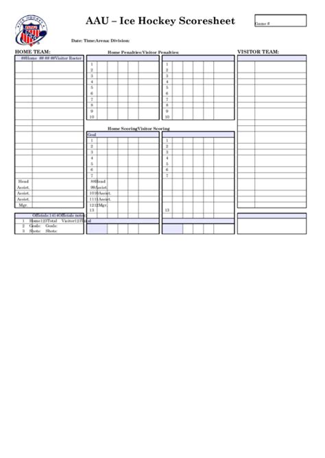 Hockey Score Sheet Template Doctemplates