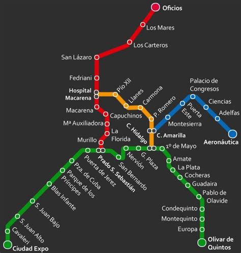 Map Of Seville Metro Metro Lines And Metro Stations Of Seville