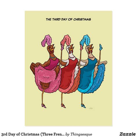 3rd Day Of Christmas Three French Hens Postcard Zazzle Christmas