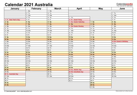 Australia Calendar 2021 Free Printable Excel Templates Human Easter