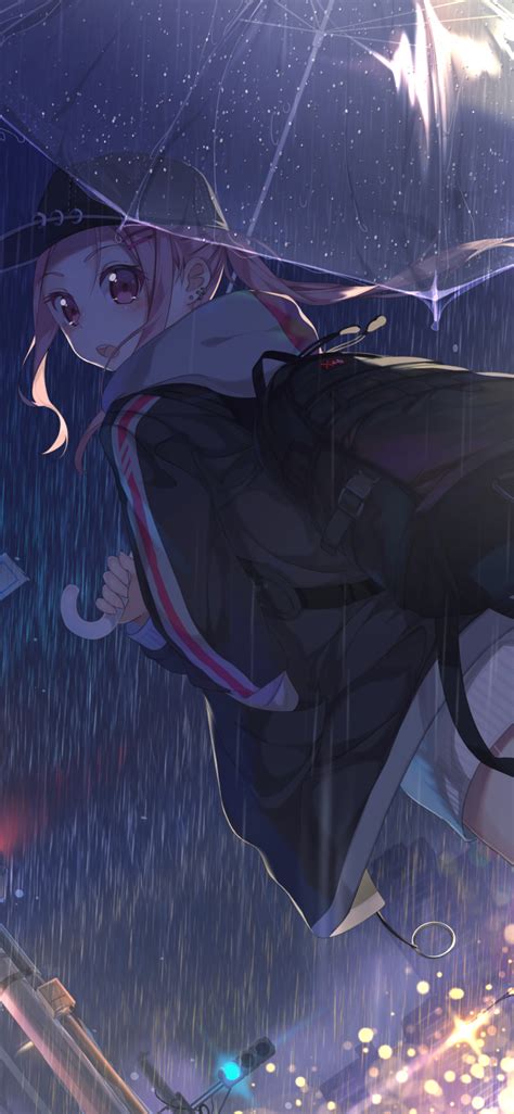 1125x2436 Resolution Anime Girl With Umbrella In Rain Iphone Xs Iphone 10 Iphone X Wallpaper