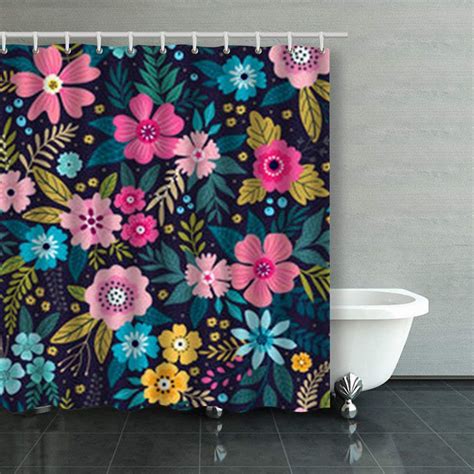 Artjia Amazing Seamless Floral Pattern Bright Colorful Shower Curtains
