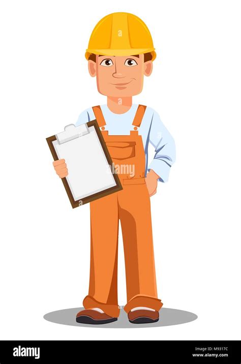 Handsome Builder In Uniform Cartoon Character Professional