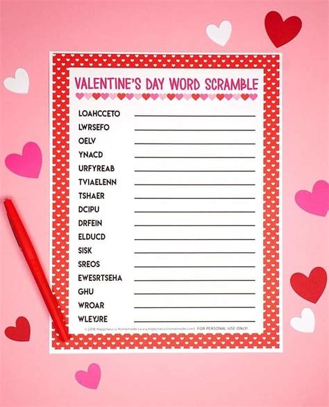 Free Printable Valentines Day Games