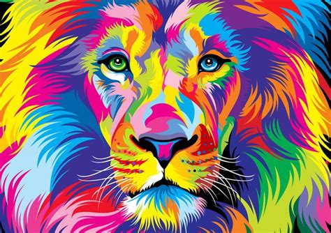 Pin By Kybu Nk On Redit Colorful Lion Painting Colorful Lion Lion
