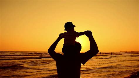 Father And Little Son Walking And Playing On The Beach At Sunset Stock Video Footage 0021 Sbv