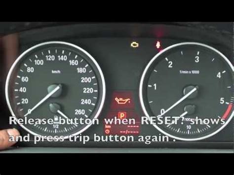 The check engine light on a bmw 525i is reset by pressing the trip reset button until the engine icon appears. How to Reset 2006-2011 BMW X-Series Maintenance Light