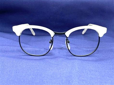 Vintage Clubmaster Glasses New Old Stock 80s Large White Oversize Eyeglasses Horn Rim Shady