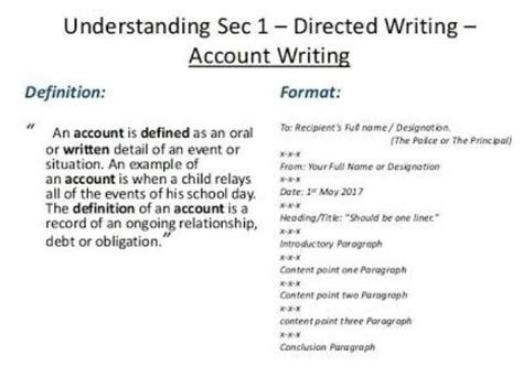 Format For Account Writing