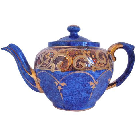 Vintage English Blue And Enamel Teapot Tea Pots Miniature Tea Set
