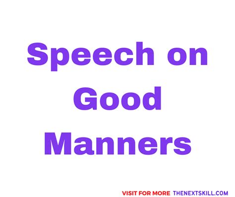 Speech On Good Manners 1 3 Minutes