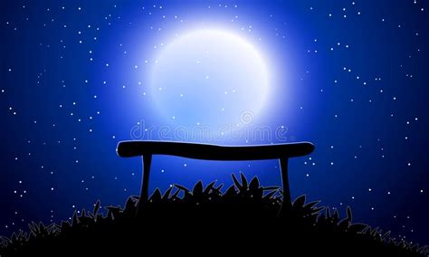 Bench Against The Moon Sky Stock Vector Illustration Of Date 124542810