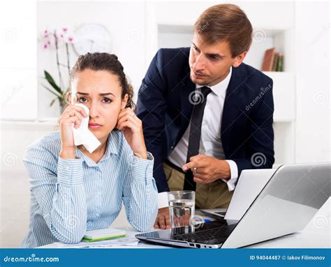 Crying Female Office Employee Made A Mistake Stock Image Image Of